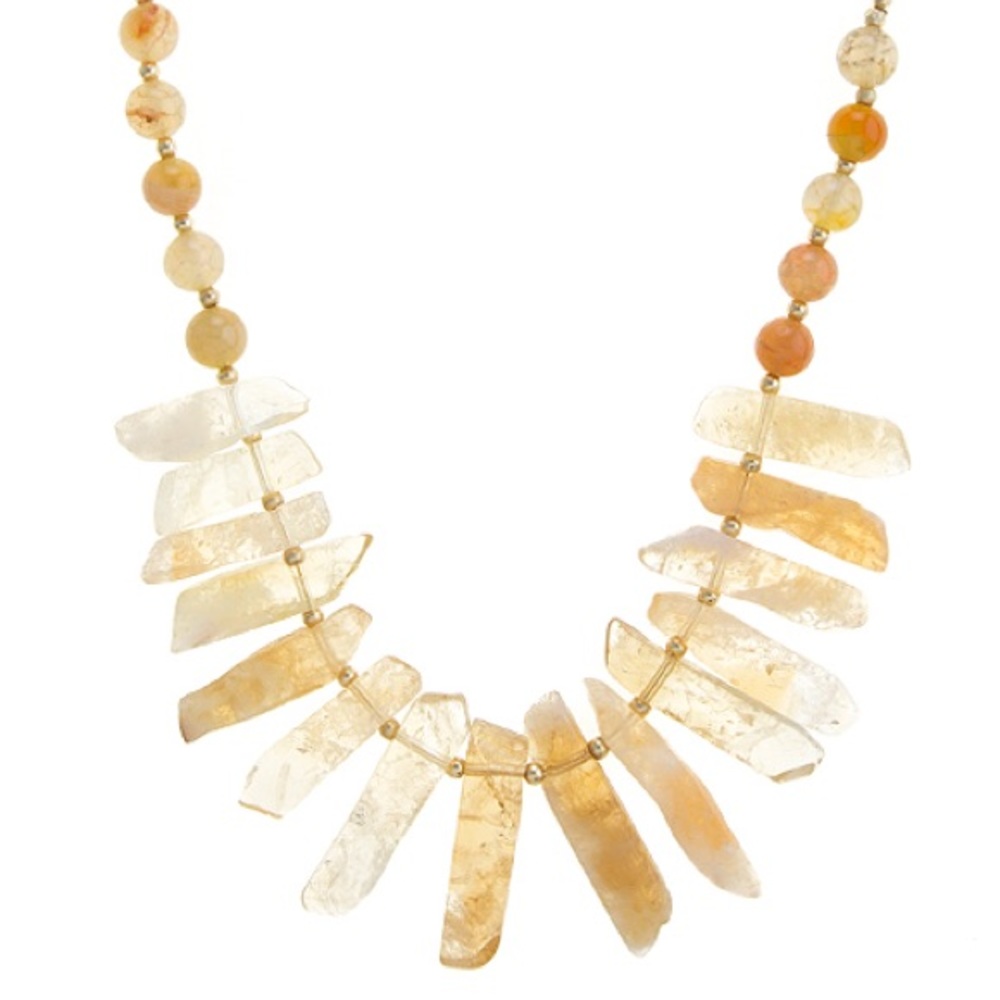Anthropologie citrine raw stones necklace new